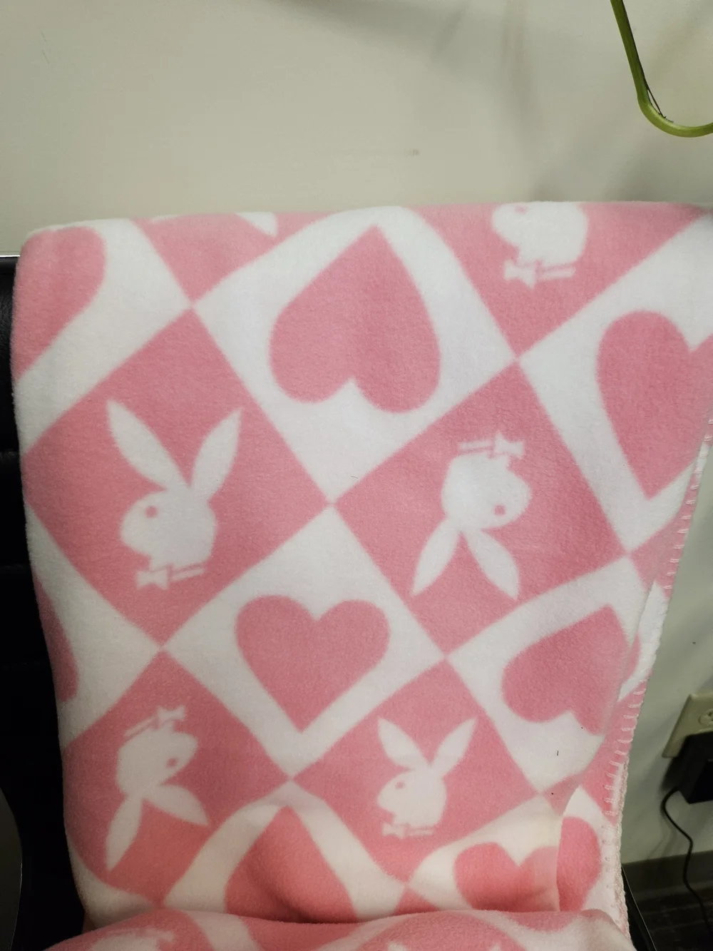 Playboy Pink Heart & Bunny Fleece Throw Blanket